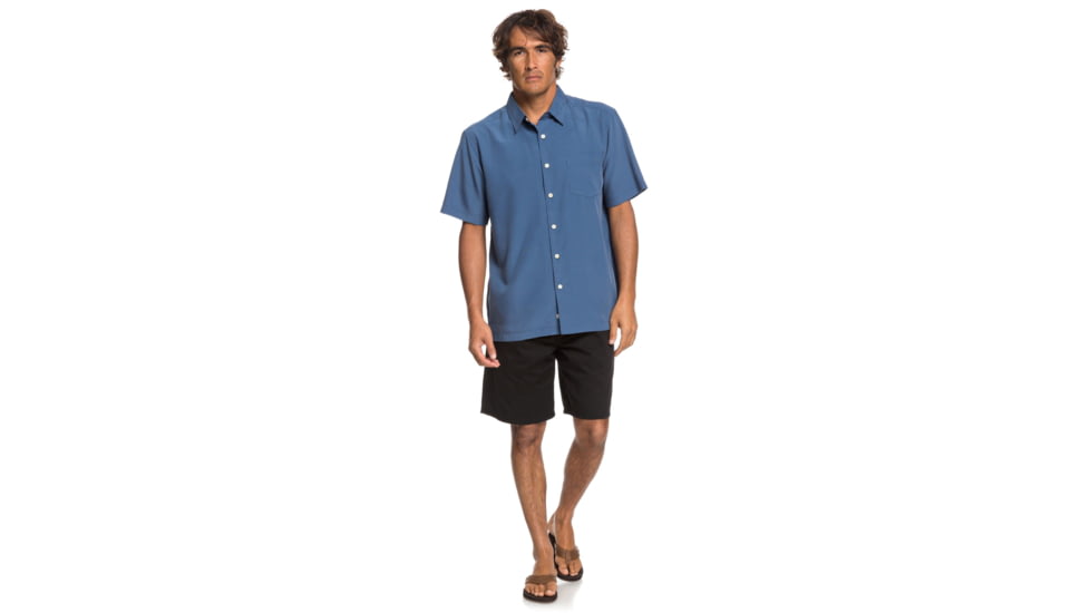 Quiksilver Waterman Cane Island Short Sleeve Shirt - Mens, Parisian Night, Large, EQMWT03234-BYP0-L
