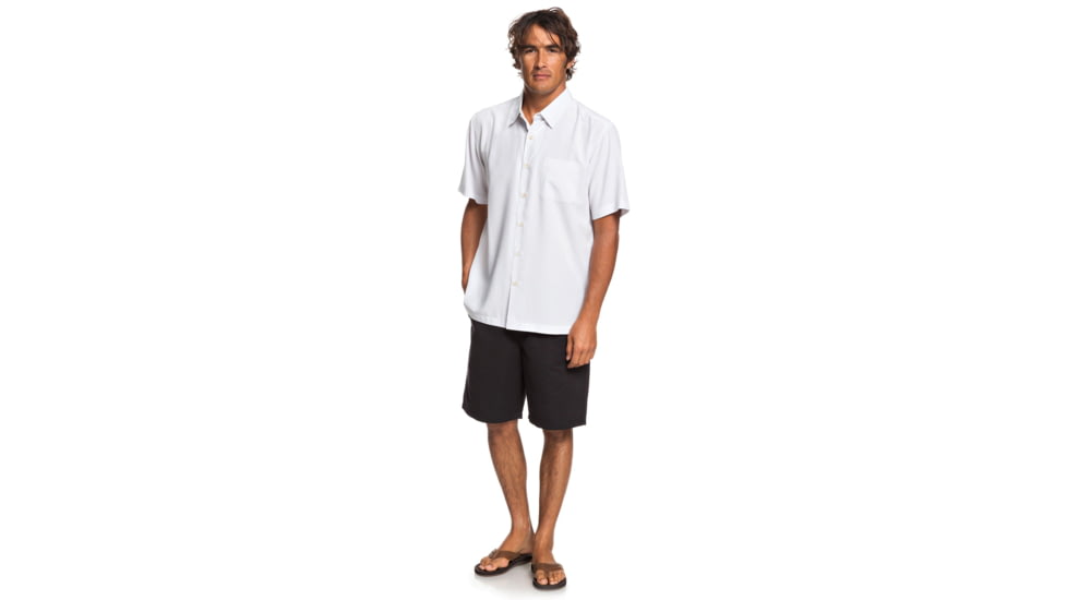 Quiksilver Waterman Cane Island Short Sleeve Shirt - Mens, White, Medium, EQMWT03234-WBB0-M