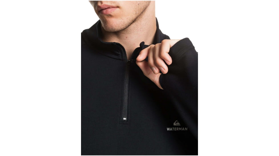 Quiksilver Waterman Open Ocean Long Sleeve Half-Zip Top - Mens, Black, Medium, EQMKT03076-KVJ0-M