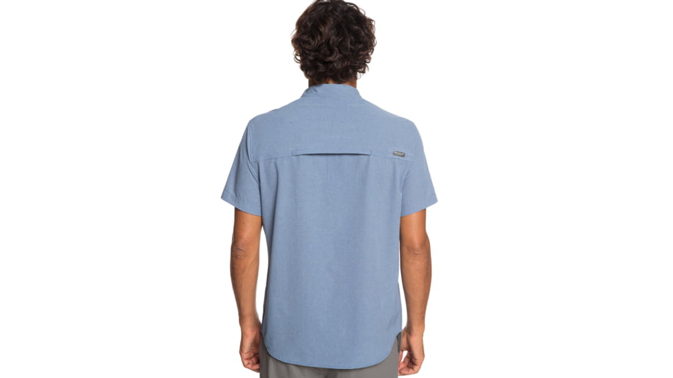 Quiksilver Waterman Tech Tides Short Sleeve UPF 30 Shirt - Mens, Blue Shadow Marl, Large, EQMWT03225-BKQH-L