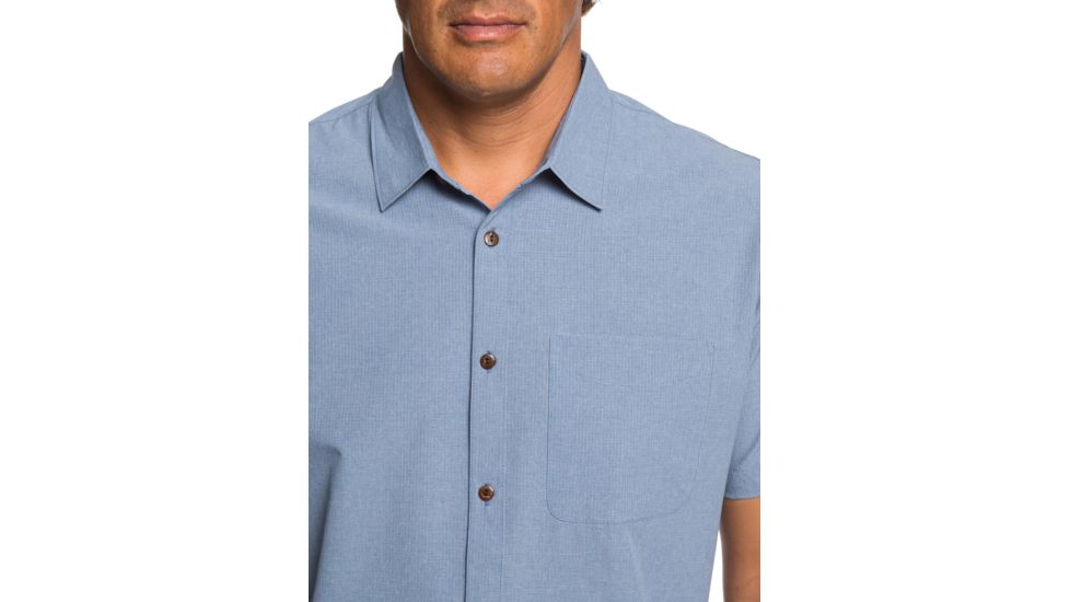 Quiksilver Waterman Tech Tides Short Sleeve UPF 30 Shirt - Mens, Blue Shadow Marl, Large, EQMWT03225-BKQH-L