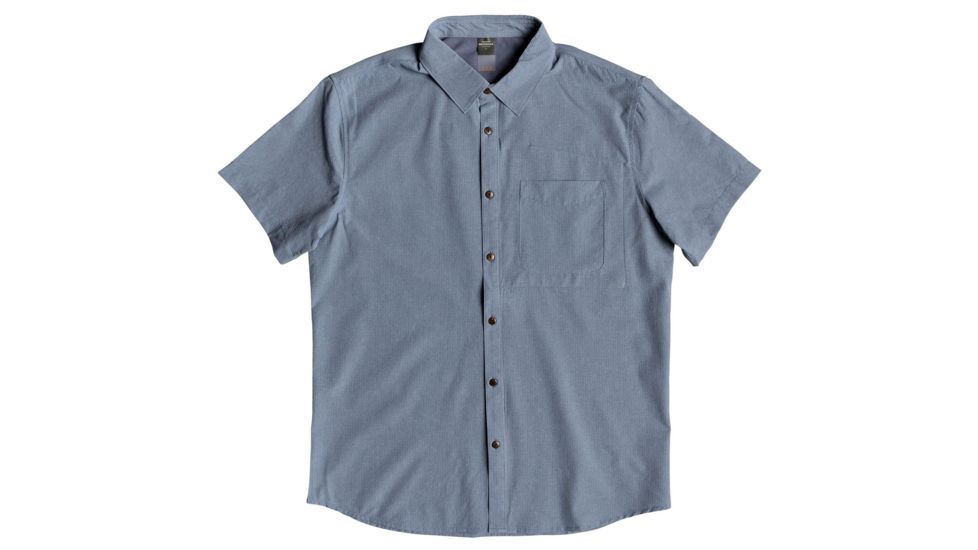 Quiksilver Waterman Tech Tides Short Sleeve UPF 30 Shirt - Mens, Blue Shadow Marl, Large, EQMWT03225-BKQH-L