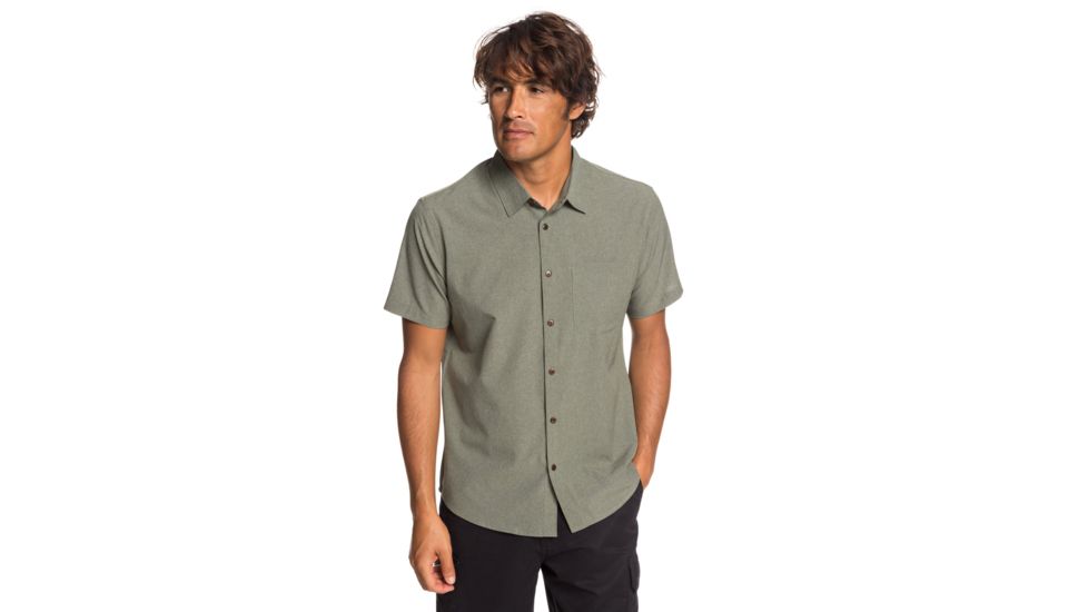 Quiksilver Waterman Tech Tides Short Sleeve UPF 30 Shirt - Mens, Ivy Green Marl, Small, EQMWT03225-CRBH-S