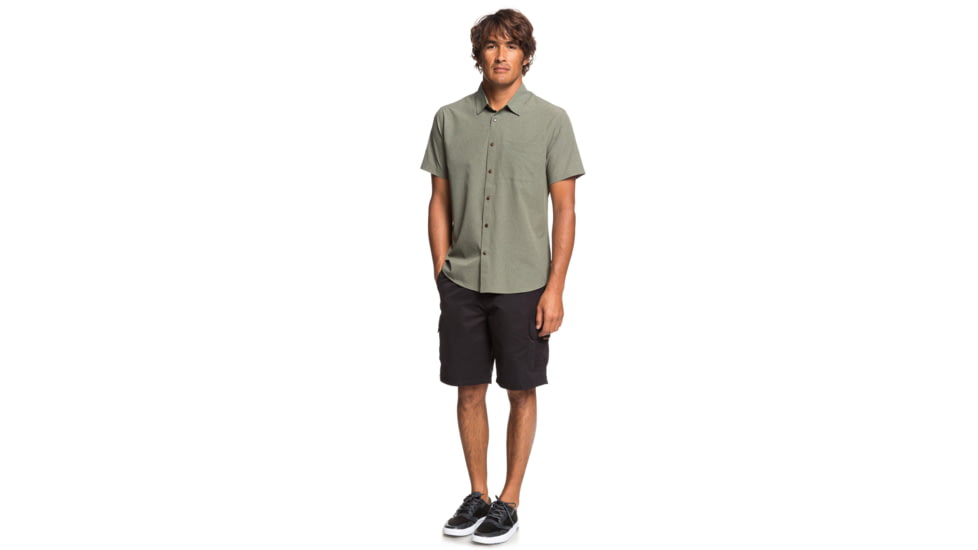 Quiksilver Waterman Tech Tides Short Sleeve UPF 30 Shirt - Mens, Ivy Green Marl, Small, EQMWT03225-CRBH-S
