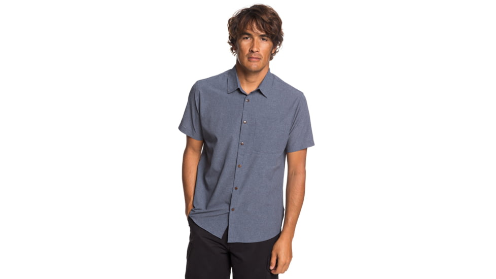 Quiksilver Waterman Tech Tides Short Sleeve UPF 30 Shirt - Mens, Parisian Night Marl, Medium, EQMWT03225-BYPH-M