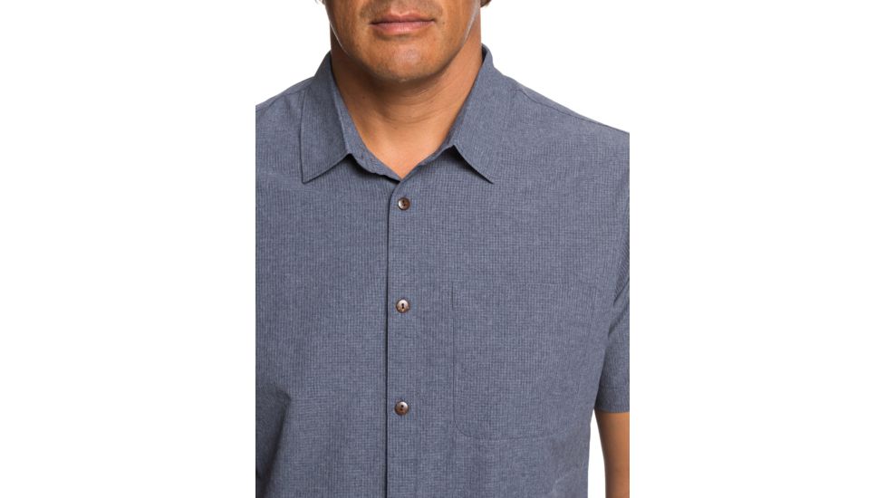 Quiksilver Waterman Tech Tides Short Sleeve UPF 30 Shirt - Mens, Parisian Night Marl, Medium, EQMWT03225-BYPH-M