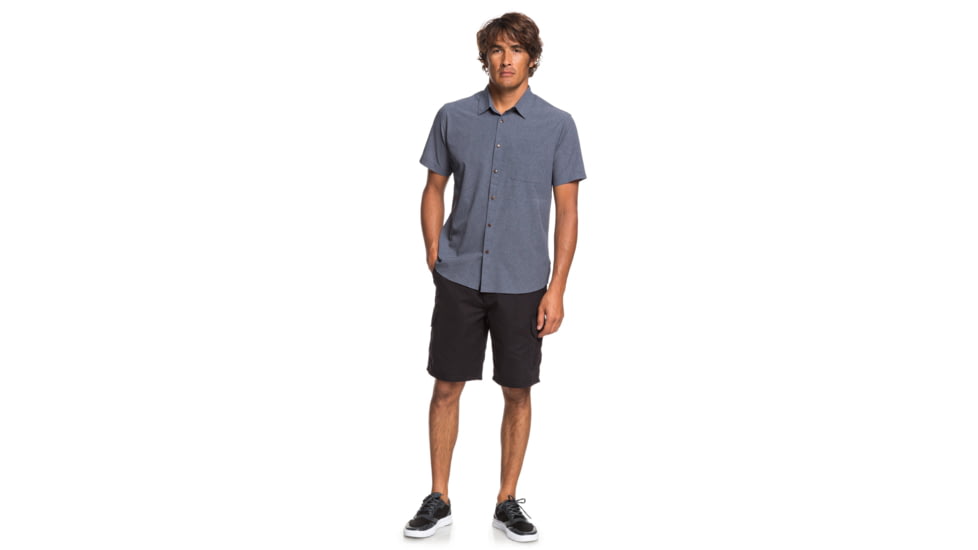 Quiksilver Waterman Tech Tides Short Sleeve UPF 30 Shirt - Mens, Parisian Night Marl, Medium, EQMWT03225-BYPH-M