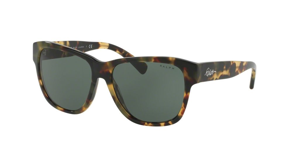 Ralph RA5226 Sunglasses 161971-56 - Spotty Tort Frame, Green Solid Lenses
