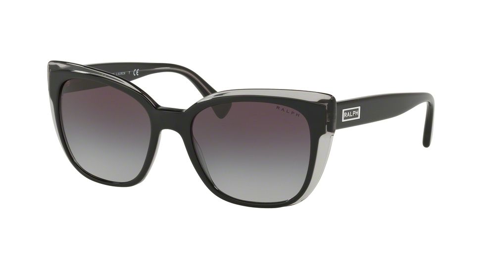 Ralph RA5242 Prescription Sunglasses, 55mm, Shiny Top Black On Grey, RA5242-56828G-55-SV