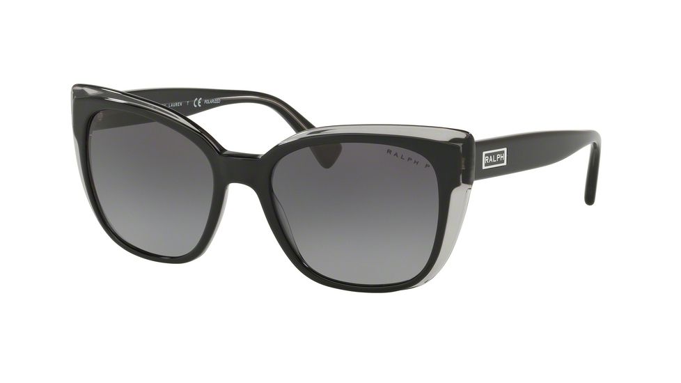 Ralph RA5242 Prescription Sunglasses, 55mm, Black On Grey, RA5242-5682T3-55-SV