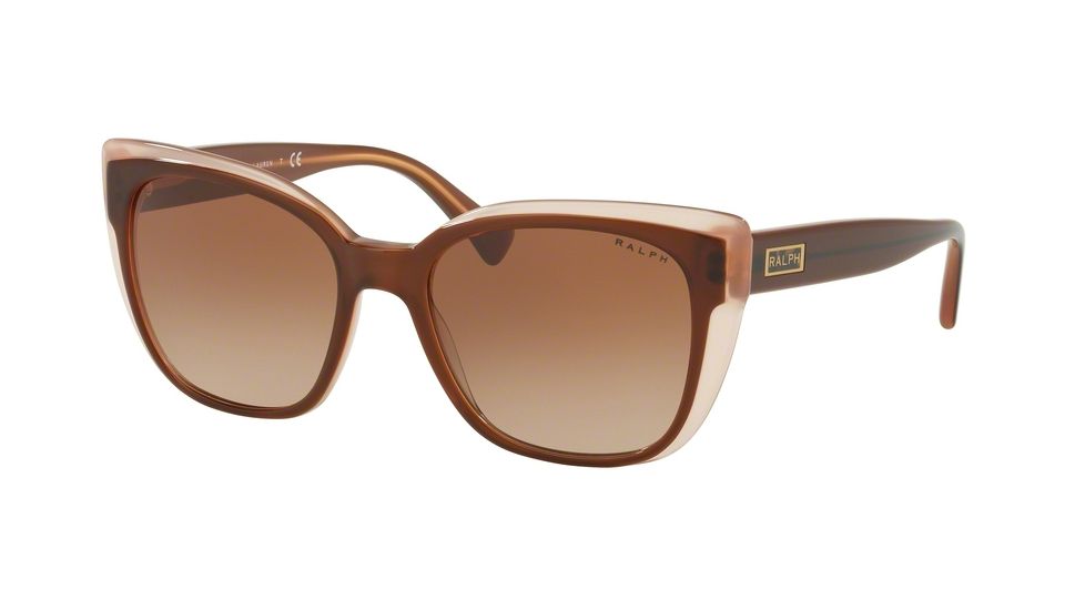 Ralph RA5242 Prescription Sunglasses, 55mm, Shiny Top Brown On Caramel, RA5242-568413-55-SV
