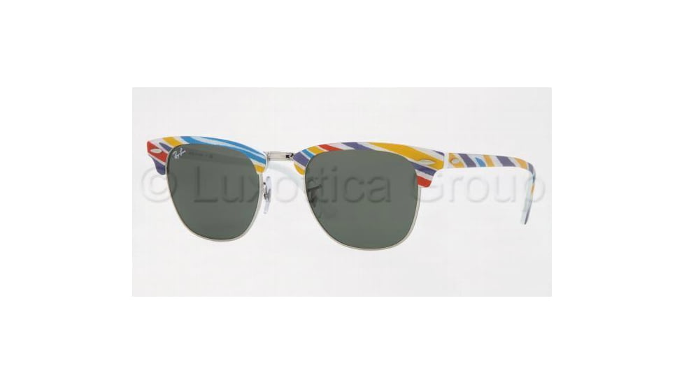 Ray-Ban Clubmaster Bifocal Sunglasses RB3016 with Lined Bi-Focal Rx Prescription Lenses RB3016-1013-5121 - Lens Diameter: 51 mm, Frame Color: Top Str. Bl Az Red Ye On White