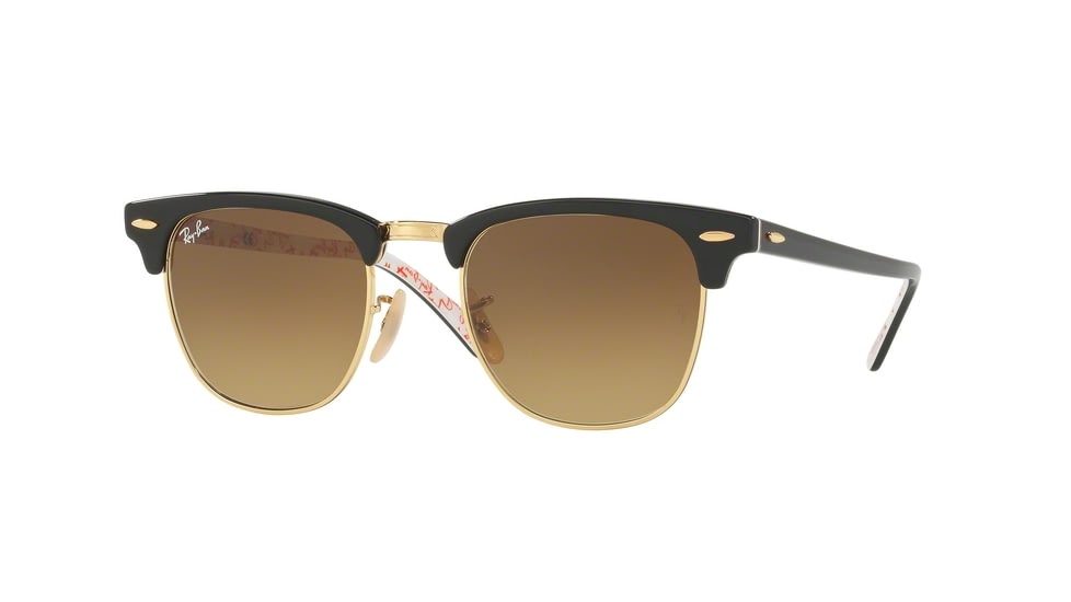 Ray-Ban Clubmaster Bifocal Sunglasses RB3016 with Lined Bi-Focal Rx Prescription Lenses RB3016-101785-51 - Lens Diameter 51 mm, Frame Color Top Black Red/rb Red White