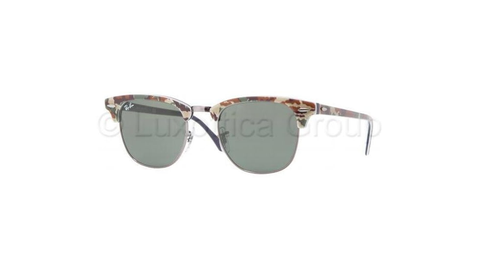 Ray-Ban Clubmaster Bifocal Sunglasses RB3016 with Lined Bi-Focal Rx Prescription Lenses RB3016-1069-4921 - Lens Diameter: 49 mm, Frame Color: Top Camo Green On Blue