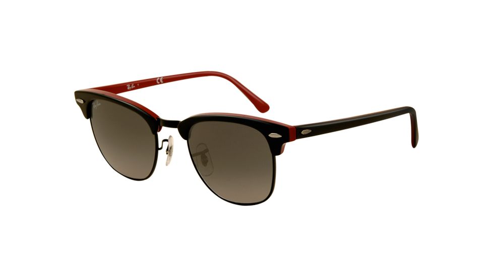 Ray-Ban Clubmaster Bifocal Sunglasses RB3016 with Lined Bi-Focal Rx Prescription Lenses RB3016-110371-4921 - Lens Diameter 49 mm, Frame Color Top Black On Red