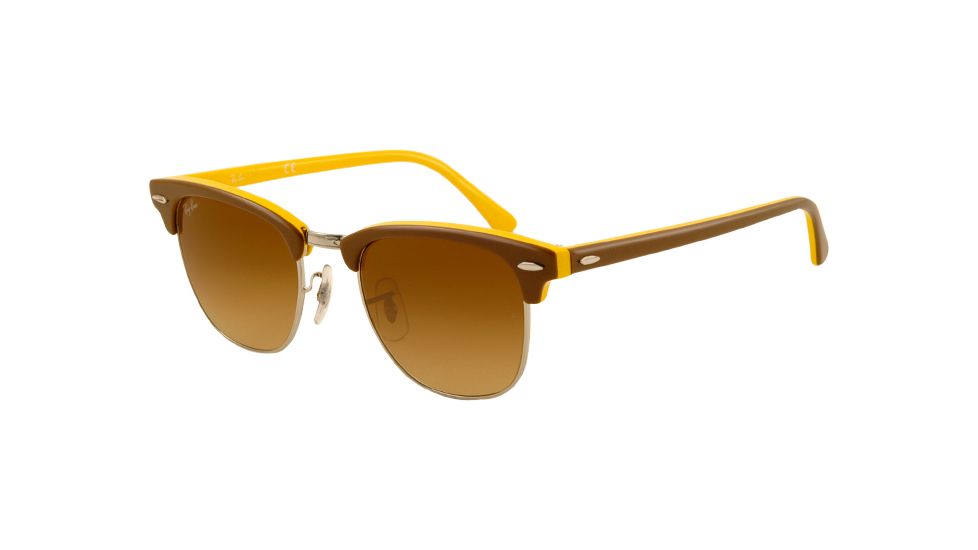 Ray-Ban Clubmaster Bifocal Sunglasses RB3016 with Lined Bi-Focal Rx Prescription Lenses RB3016-110485-4921 - Lens Diameter 49 mm, Frame Color Top Brown on Yellow