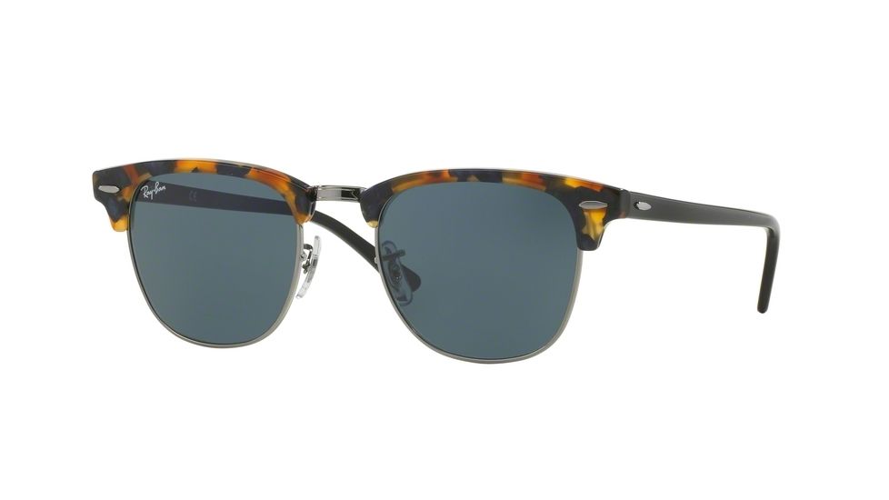 Ray-Ban Clubmaster Bifocal Sunglasses RB3016 with Lined Bi-Focal Rx Prescription Lenses RB3016-1158R5-49 - Lens Diameter 49 mm, Frame Color Spotted Blue Havana