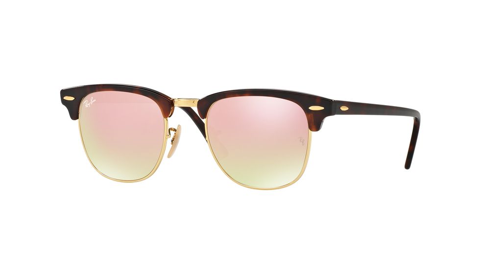 Ray-Ban Clubmaster Bifocal Sunglasses RB3016 with Lined Bi-Focal Rx Prescription Lenses RB3016-990-7O-49 - Lens Diameter 49 mm, Frame Color Shiny Red Havana