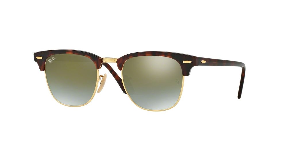Ray-Ban Clubmaster Bifocal Sunglasses RB3016 with Lined Bi-Focal Rx Prescription Lenses RB3016-990-9J-49 - Lens Diameter 49 mm, Frame Color Shiny Red Havana