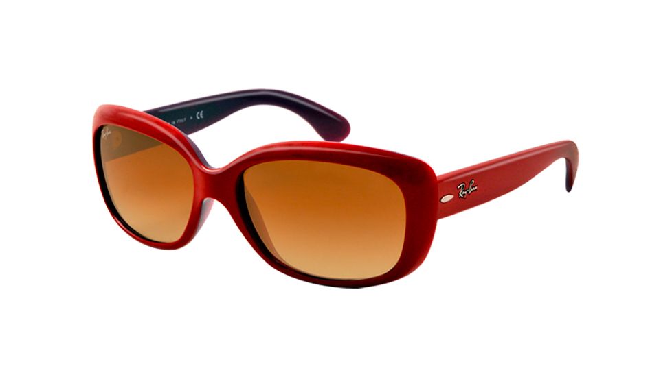 Ray-Ban Jackie OHH Sunglasses RB4101 603885-58 - Opal Violet Top Red Frame, Brown Gradient Lenses