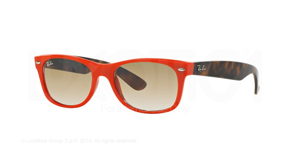 Ray-Ban New Wayfarer Prescription Sunglasses RB2132 RB2132-815-51-52 - Lens Diameter 52 mm, Frame Color Orange