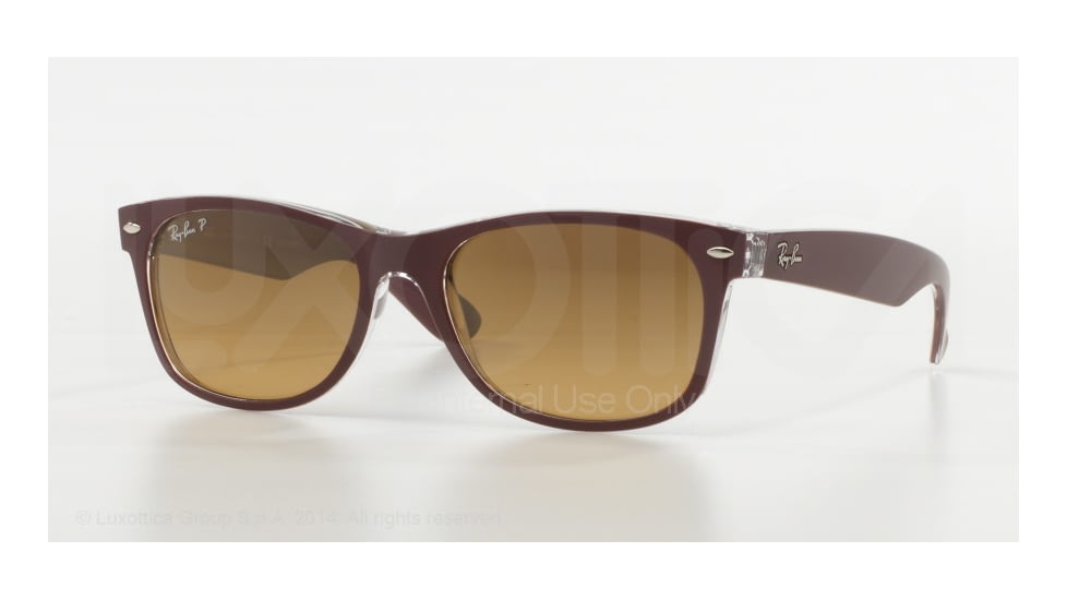 Ray-Ban New Wayfarer Prescription Sunglasses RB2132 RB2132-6054M2-52 - Lens Diameter 52 mm, Frame Color Top Bordeaux On Trasparent