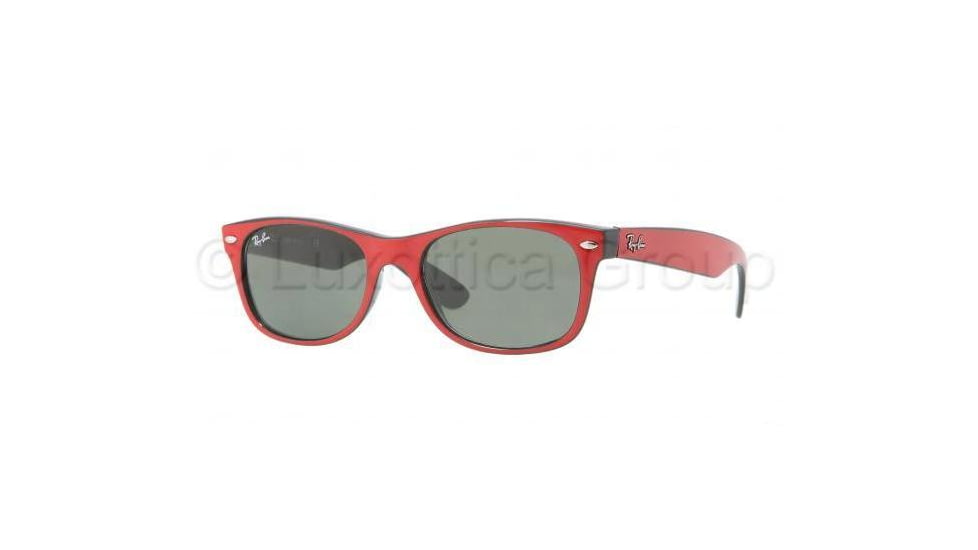 Ray-Ban New Wayfarer Prescription Sunglasses RB2132 RB2132-769-5218 - Lens Diameter: 52 mm, Frame Color: Top Dark Red On Black