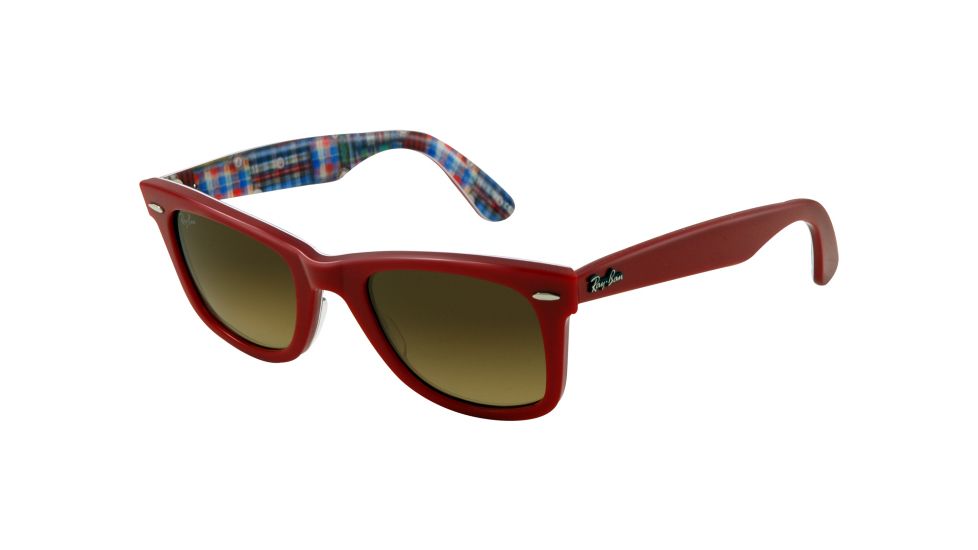 Ray-Ban Original Wayfarer Prescription Sunglasses RB2140  RB2140-113385-5022 - Lens Diameter 50 mm, Frame Color Top Red on Plaid Texture