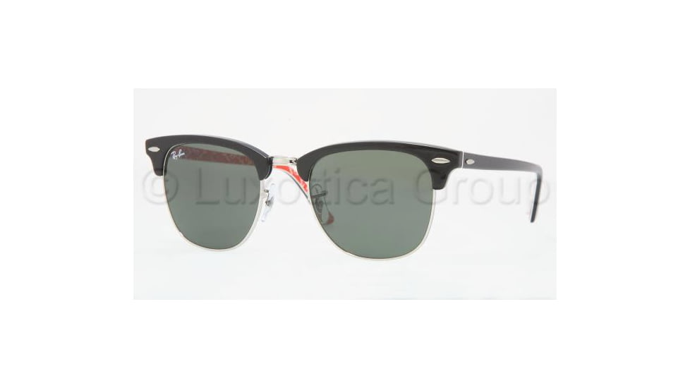 Ray-Ban RB3016 Bifocal Sunglasses - Black On Text. Red Gl W Crystal Green Frame / 49 mm Prescription Lenses, 1016-4921