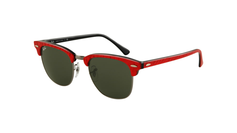Ray-Ban RB3016 Bifocal Sunglasses - Top Red On Black Crystal Green Frame / 49 mm Prescription Lenses, 985-4921
