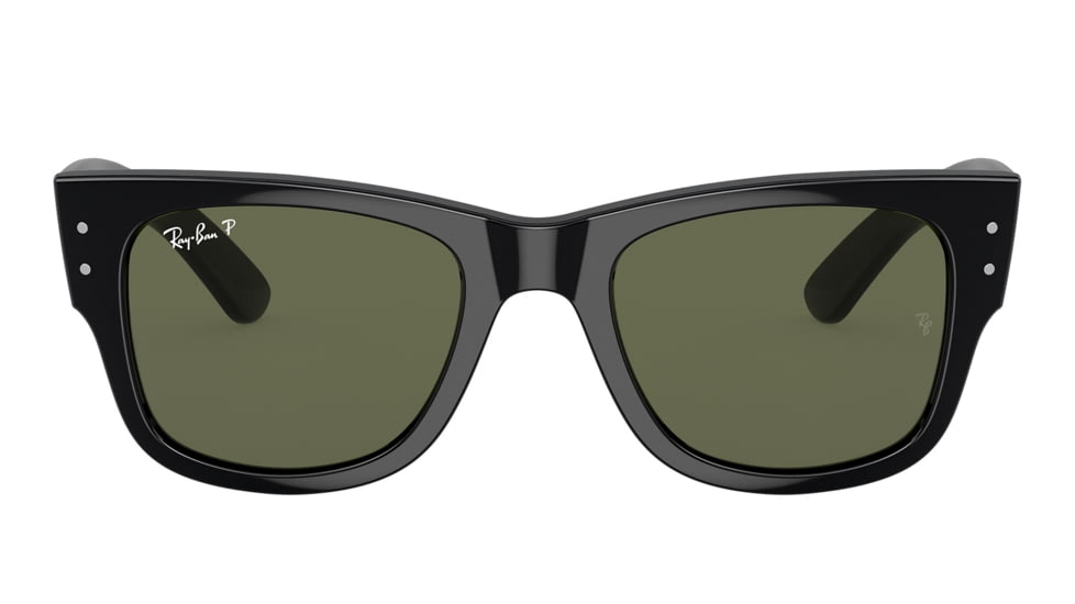 Ray-Ban RB0840S Mega Wayfarer Sunglasses, Black Frame, Green Polarized Lens, 51, RB0840S-901-58-51