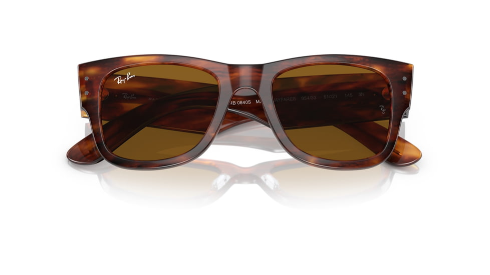 Ray-Ban RB0840S Mega Wayfarer Sunglasses, Striped Havana Frame, Brown Lens, 51, RB0840S-954-33-51
