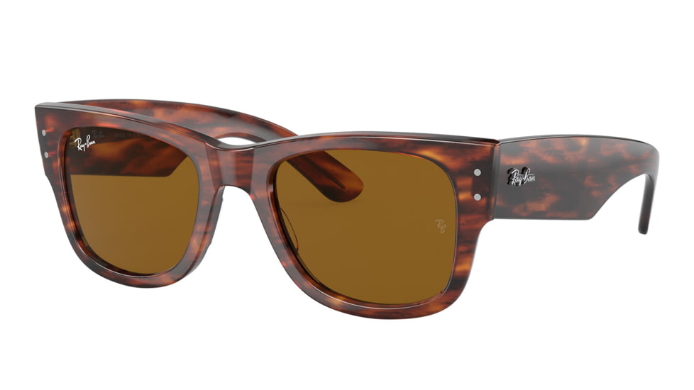 Ray-Ban RB0840S Mega Wayfarer Sunglasses, Striped Havana Frame, Brown Lens, 51, RB0840S-954-33-51