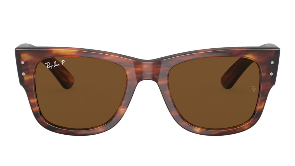Ray-Ban RB0840S Mega Wayfarer Sunglasses, Striped Havana Frame, Brown Polarized Lens, 51, RB0840S-954-57-51