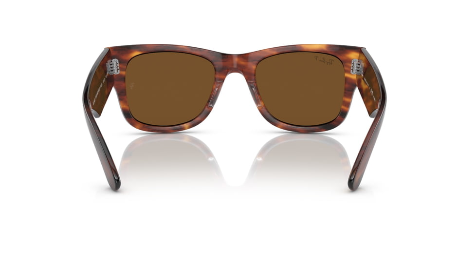 Ray-Ban RB0840S Mega Wayfarer Sunglasses, Striped Havana Frame, Brown Polarized Lens, 51, RB0840S-954-57-51