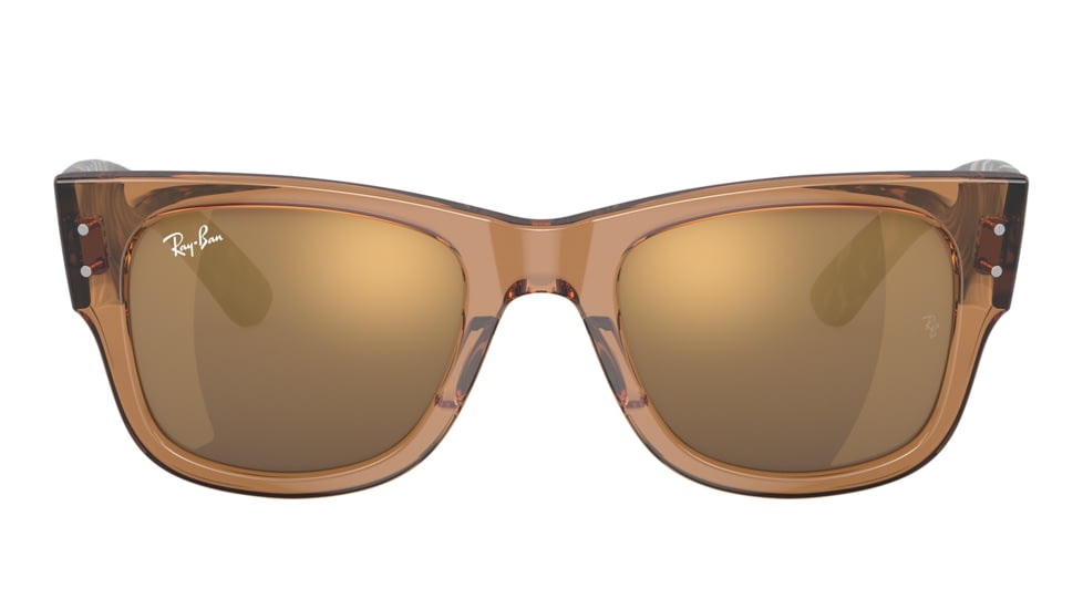 Ray-Ban RB0840S Mega Wayfarer Sunglasses, Transparent Brown Frame, Light Brown Mirror Gold Lens, 51, RB0840S-663693-51
