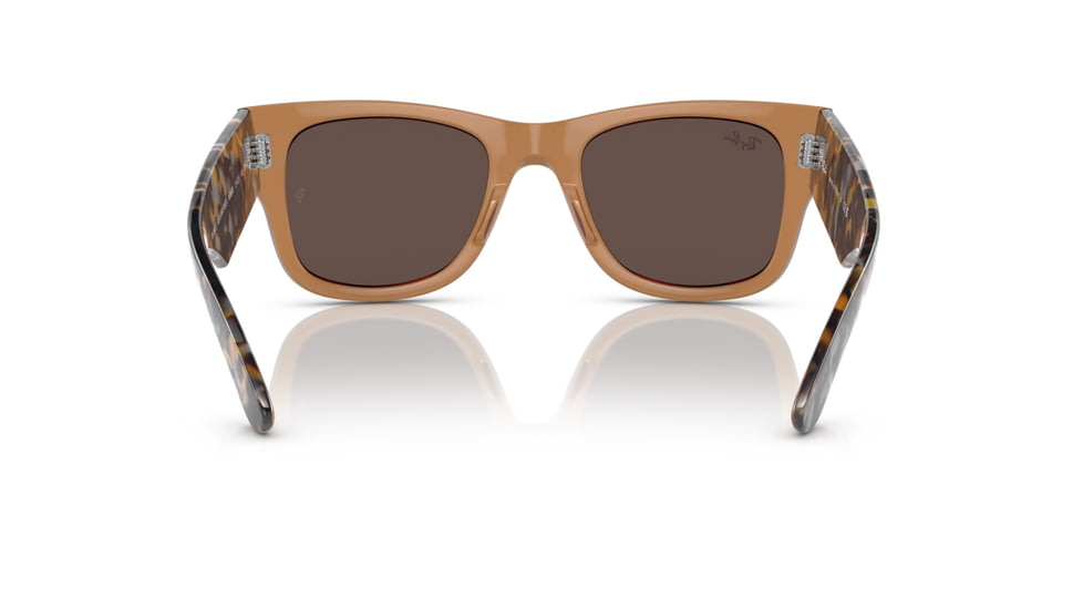 Ray-Ban RB0840S Mega Wayfarer Sunglasses, Transparent Brown Frame, Light Brown Mirror Gold Lens, 51, RB0840S-663693-51