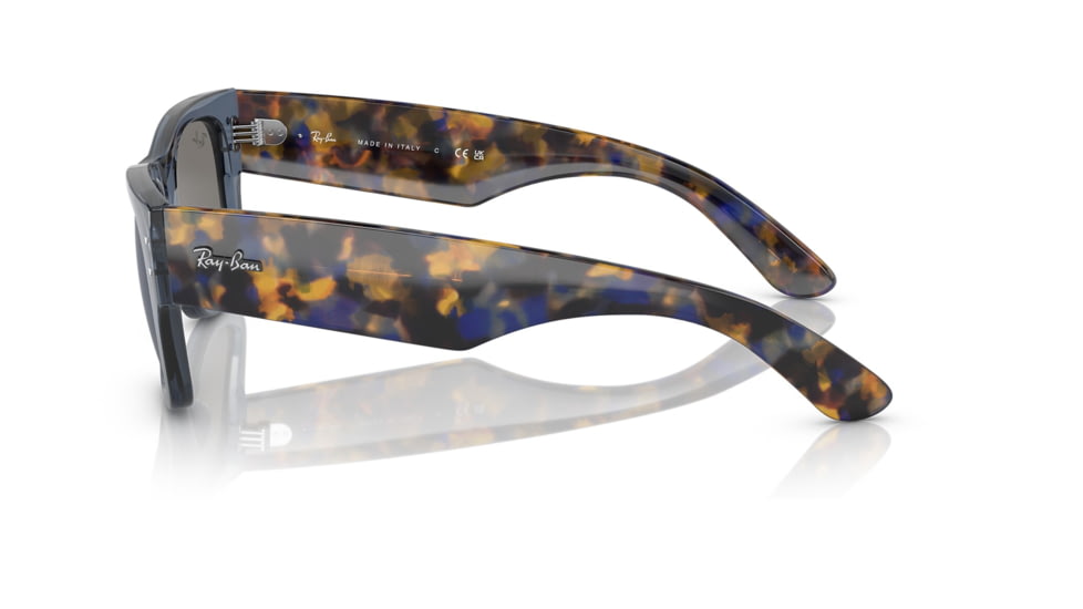 Ray-Ban RB0840S Mega Wayfarer Sunglasses, Transparent Dark Blue Frame, Grey Mirror Blue Lens, 51, RB0840S-6638O4-51