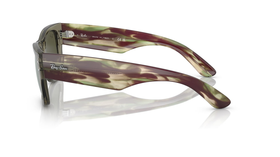 Ray-Ban RB0840S Mega Wayfarer Sunglasses, Transparent Green Frame, Grey Mirror Lens, 51, RB0840S-66355C-51
