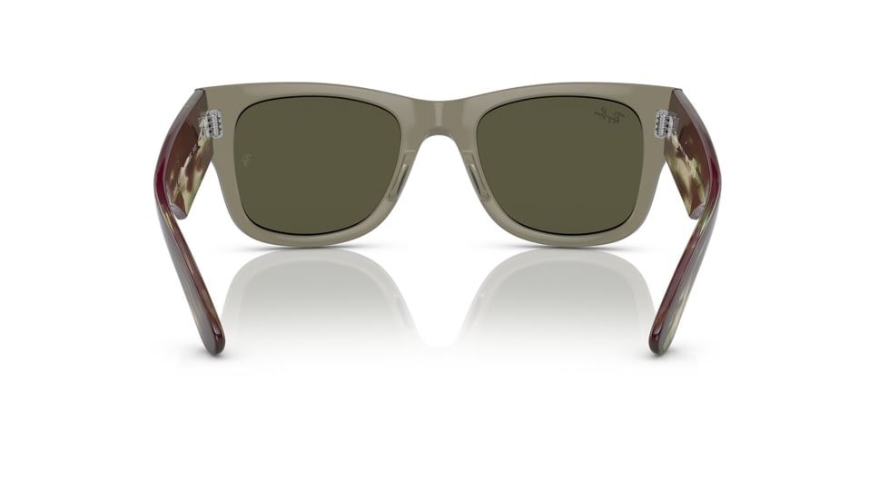 Ray-Ban RB0840S Mega Wayfarer Sunglasses, Transparent Green Frame, Grey Mirror Lens, 51, RB0840S-66355C-51