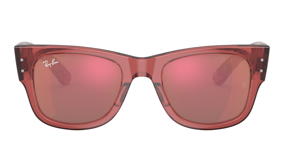 Ray-Ban RB0840S Mega Wayfarer Sunglasses, Transparent Pink Frame, Brown Mirror Dark Red Lens, 51, RB0840S-66372K-51