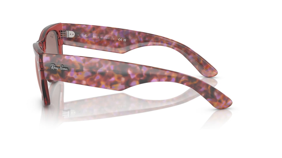 Ray-Ban RB0840S Mega Wayfarer Sunglasses, Transparent Pink Frame, Brown Mirror Dark Red Lens, 51, RB0840S-66372K-51