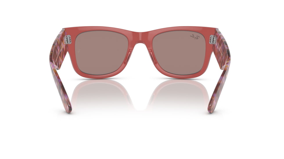 Ray-Ban RB0840S Mega Wayfarer Sunglasses, Transparent Pink Frame, Brown Mirror Dark Red Lens, 51, RB0840S-66372K-51