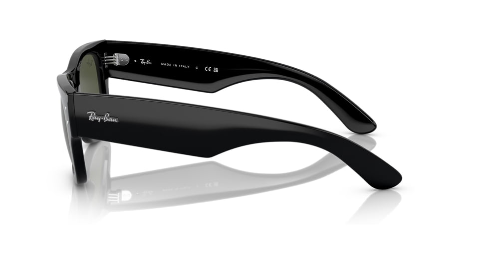 Ray-Ban RB0840SF Mega Wayfarer Sunglasses, Black Frame, Green Lens, Asian Fit, 52, RB0840SF-901-31-52