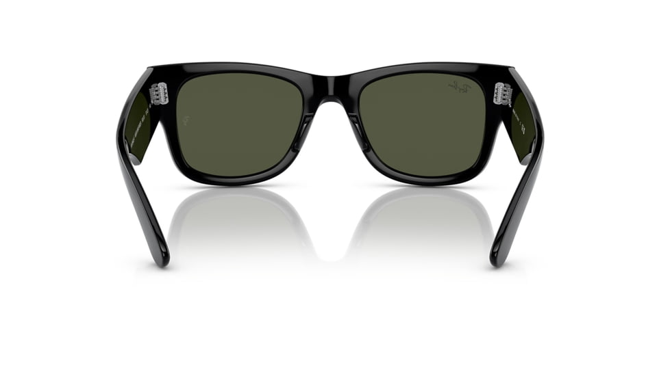 Ray-Ban RB0840SF Mega Wayfarer Sunglasses, Black Frame, Green Lens, Asian Fit, 52, RB0840SF-901-31-52