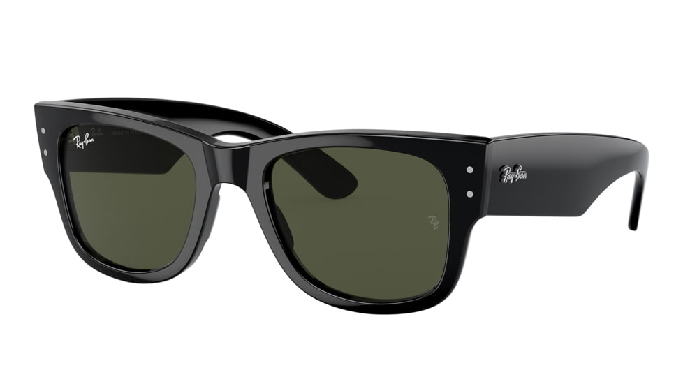 Ray-Ban RB0840SF Mega Wayfarer Sunglasses, Black Frame, Green Lens, Asian Fit, 52, RB0840SF-901-31-52