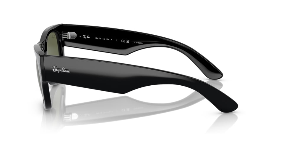 Ray-Ban RB0840SF Mega Wayfarer Sunglasses, Black Frame, Green Polarized Lens, Asian Fit, 52, RB0840SF-901-58-52
