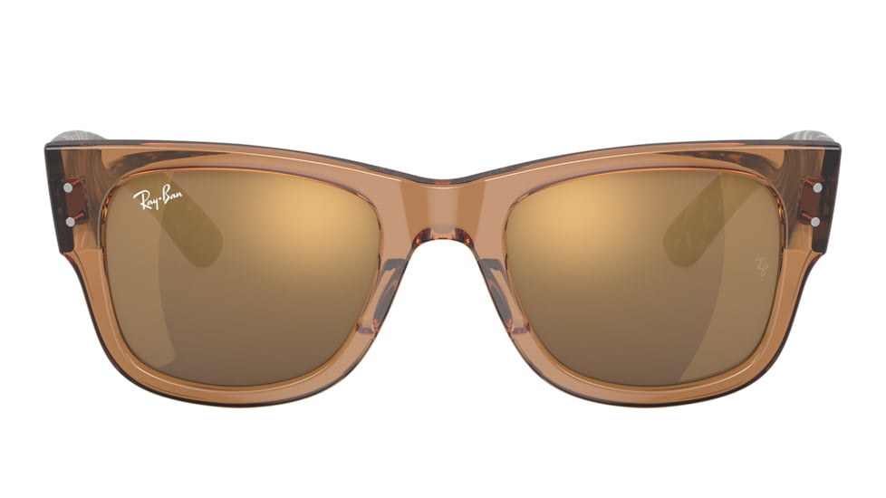 Ray-Ban RB0840SF Mega Wayfarer Sunglasses, Transparent Brown Frame, Light Brown Mirror Gold Lens, Asian Fit, 52, RB0840SF-663693-52