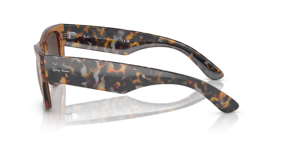 Ray-Ban RB0840SF Mega Wayfarer Sunglasses, Transparent Brown Frame, Light Brown Mirror Gold Lens, Asian Fit, 52, RB0840SF-663693-52