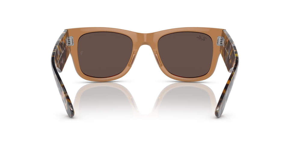 Ray-Ban RB0840SF Mega Wayfarer Sunglasses, Transparent Brown Frame, Light Brown Mirror Gold Lens, Asian Fit, 52, RB0840SF-663693-52